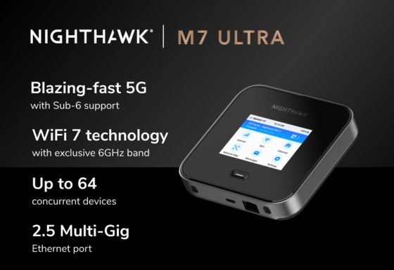Mua NIGHTHAWK M7 Ultra 5G WiFi 7 Mobile Hotspot Router với tốc độ 5.8Gbps và 2.5G Ethernet online manufacture